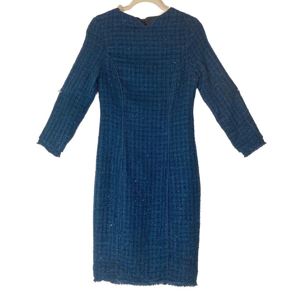 *NEW* MISSLOOK Midnight Blue Boucle Pencil Wiggle Dress, Sz S, Retro Y2k